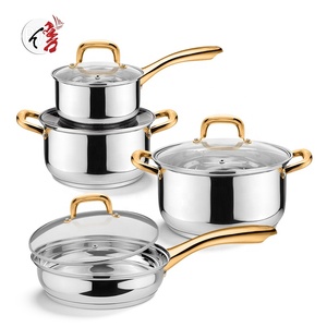 Stainless Steel Cookware Set Gold Handle Factory