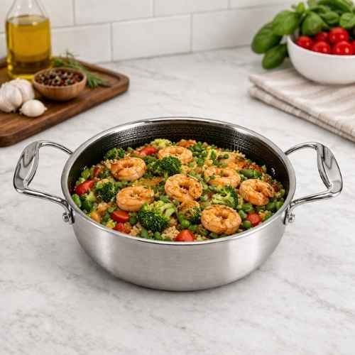 Tri-Ply Stainless Steel Kadai with Tempered Glass Lid